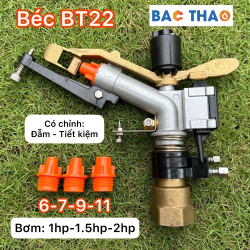 Béc BT22 - béc tưới phun mưa 2 tia gắn ống 34 chạy bơm từ 750w